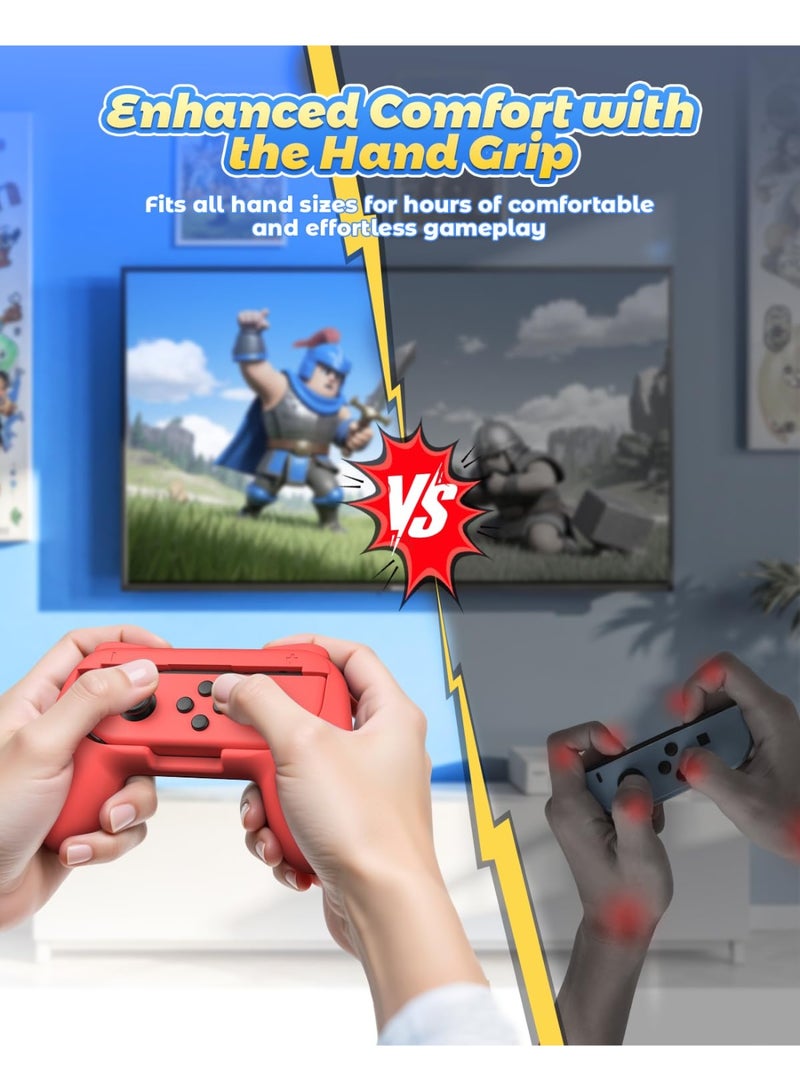 Hand Grips Compatible with Switch/Switch OLED Model Controllers, Grip Compatible with Switch Joy Con - Blue and Red (2 Packs) - Image 5