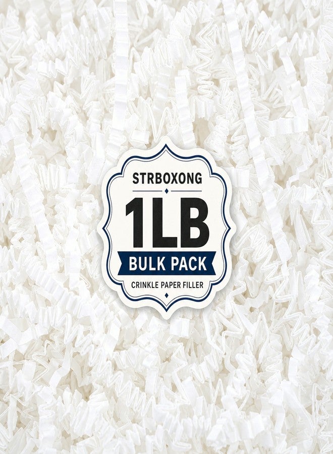 STRBOXONG White Crinkle Paper Filler 1 LB, Dust-Free Crinkle Cut Paper Shred for Gift Baskets, Gift Boxes, Gift Bags, Wedding Favors, Retail Packaging, Small Business Orders and Party Supplies