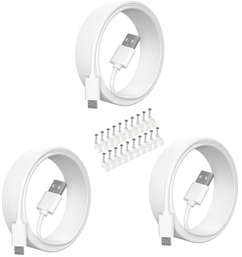 SIOCEN 3 Pack 16.4FT Micro USB Power Extension Cable for Wyze Cam V3,WyzeCam Pan,Yi Camera,Oculus Go,Eufy,Echo Dot Kid Edition,Nest Cam,Netvue,Blink,Furbo Dog,Kasa,Home Security Camera Charging Cord - Image 1