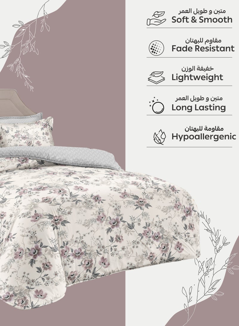 Donetella Printed Duvet Set, Queen Size 200x230 cm - 6-Pcs Bed Set, Microfiber Fabric - 1 Duvet Cover, 1 Fitted Sheet, 2 Pillow Shams, 2 Pillowcases (Filler Not Included)  - Image 5