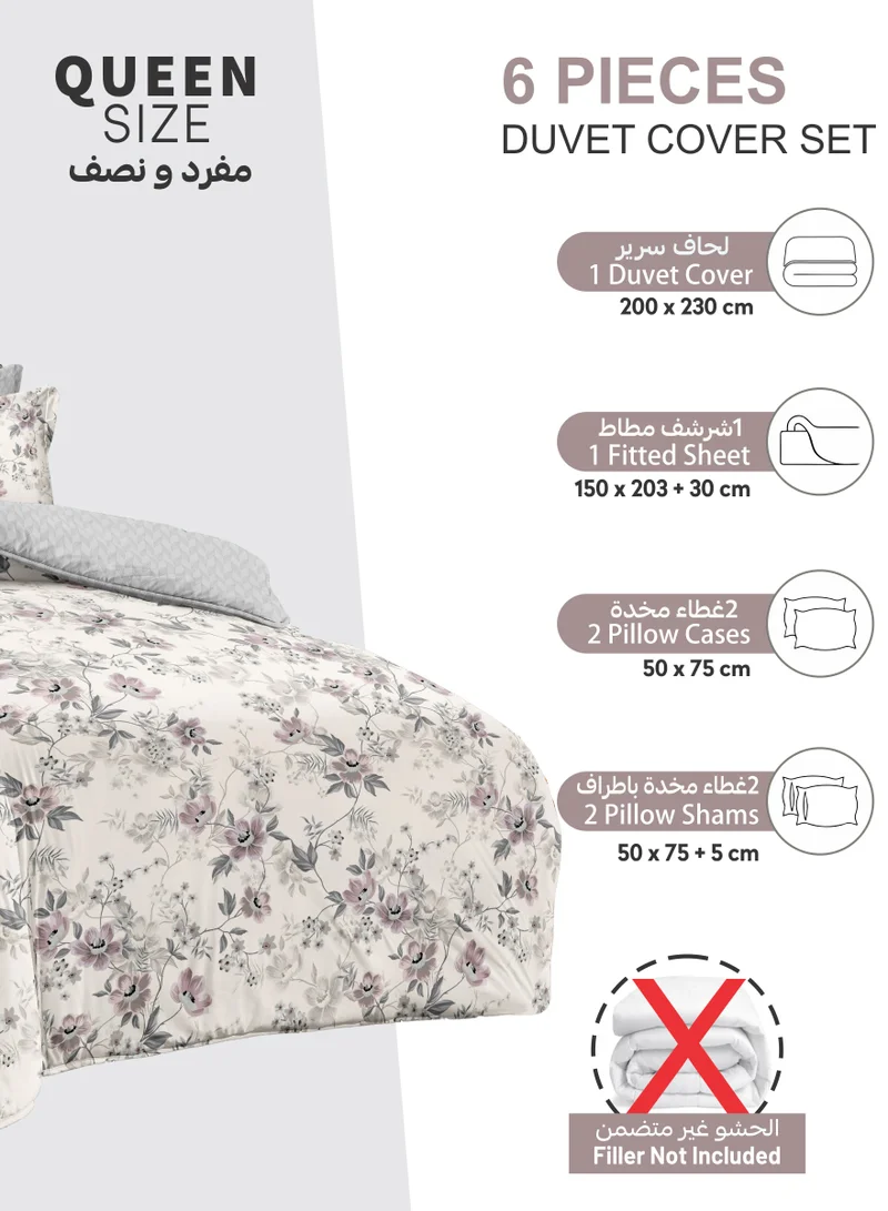 دوناتيلا طقم غطاء لحاف مشجر 6 قطع مفرد ونص 200 × 230 سم - بدون حشوة لحاف