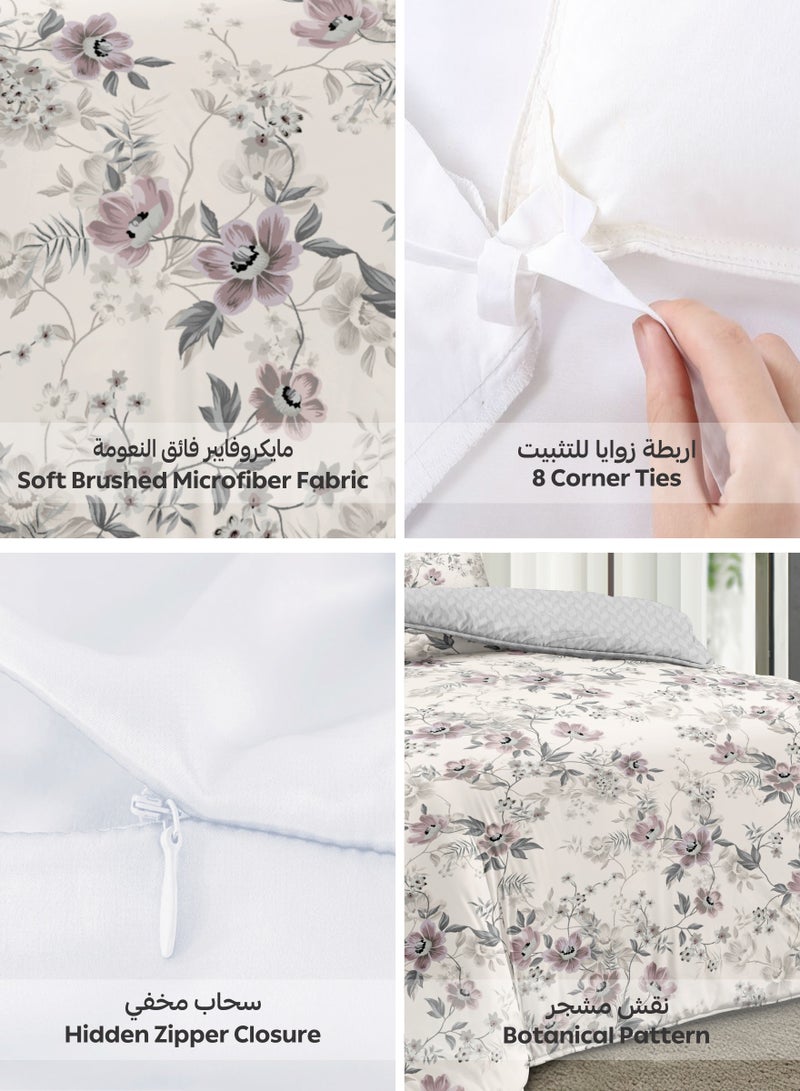 Donetella Printed Duvet Set, Queen Size 200x230 cm - 6-Pcs Bed Set, Microfiber Fabric - 1 Duvet Cover, 1 Fitted Sheet, 2 Pillow Shams, 2 Pillowcases (Filler Not Included)  - Image 4