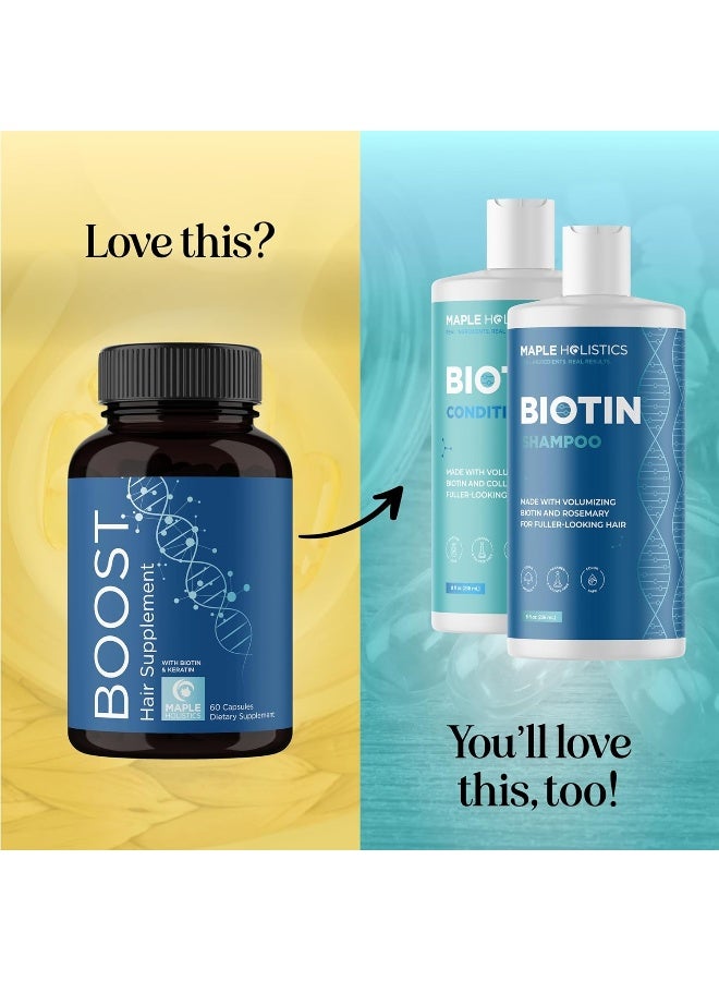 Maple Holistics Biotin and Collagen Supplement Hair Growth Complex - Thicker Fuller Hair Supplement with Biotin 10000mcg Saw Palmetto Keratin Horsetail and More DHT Blocker Hair Growth Vitamins for Women & Men - Image 5