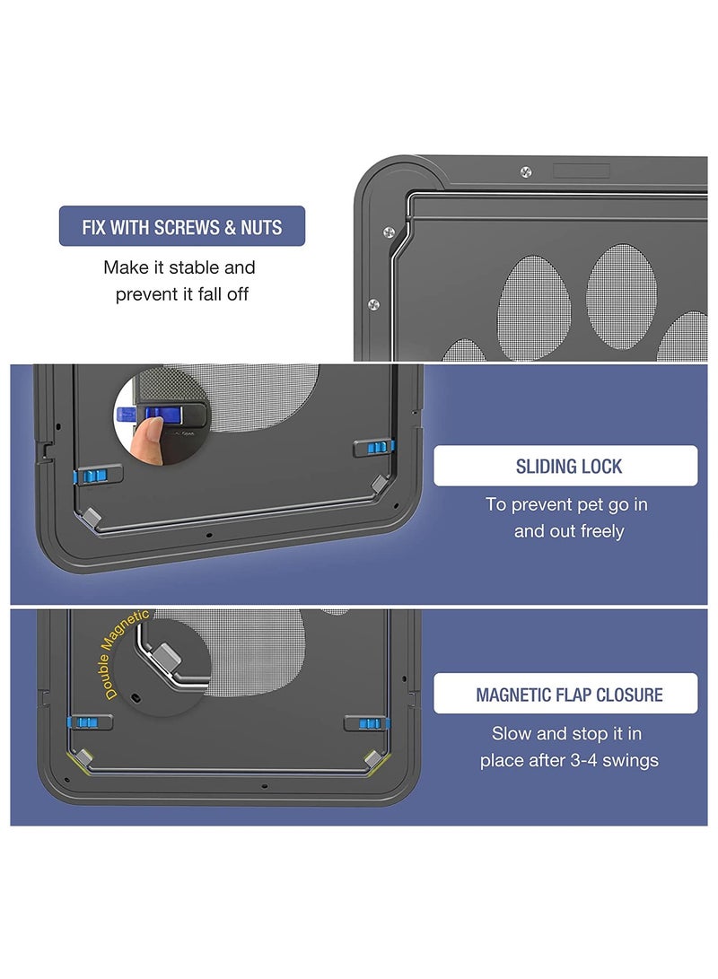 SYOSI باب شاشة للحيوانات الأليفة داخل المنزل مع لوح قفل قابل للانزلاق للقطط و كلب صغير مغناطيسي ٢٤*٢٩ سم - Image 4