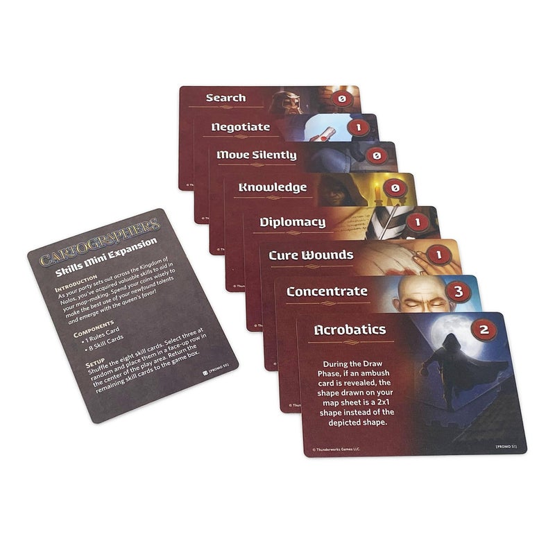 Thunderworks Games Cartographers Skills 1 MiniExpansion 8 Powerful New Skill Cards Strategic Variety for Cartographers Cartographer Heroes Fantasy Map Drawing Family Strategy Board Game by Thunderworks Games - Image 2