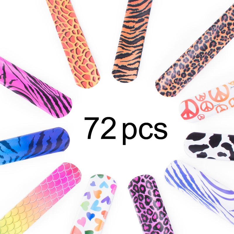 Super Z Outlet Slap On Plastic Vinyl Retro Bracelets with Colorful Hearts & Animal Print Design Patterns for Children, Toy Party Favors (72 Pack) - Image 3