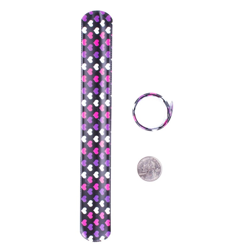 Super Z Outlet Slap On Plastic Vinyl Retro Bracelets with Colorful Hearts & Animal Print Design Patterns for Children, Toy Party Favors (72 Pack) - Image 5