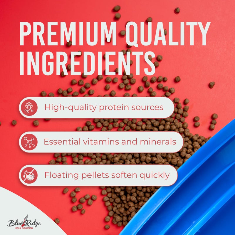 Blue Ridge Koi Fish Food 14lb - Koi Food 3/16” Platinum Pro Formula Goldfish Food, Premium Fish Food for Ponds, Ponds Fish Food, Floating Pond Pellet - Image 4