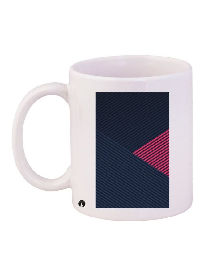RYN Stripes Printed Coffee Mug White/Blue/Pink 11ounce