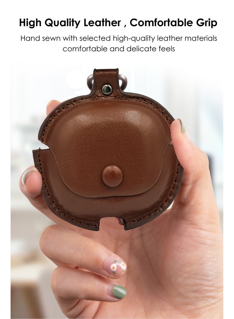 حافظة واقية لسماعات الأذن TWS من الجلد مع خطاف معدني متوافقة مع أنكر ساوندكور R50i - مرنة وغير قابلة للانزلاق، محمولة، شريط قابل للتعليق مضاد للفقد، لا بصمات، واقي ضد الغبار - أنكر ساوندكور R50i - بني - view 2