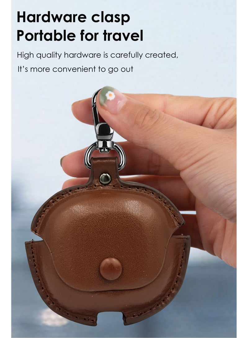 حافظة واقية لسماعات الأذن TWS من الجلد مع خطاف معدني متوافقة مع أنكر ساوندكور R50i - مرنة وغير قابلة للانزلاق، محمولة، شريط قابل للتعليق مضاد للفقد، لا بصمات، واقي ضد الغبار - أنكر ساوندكور R50i - بني - view 3