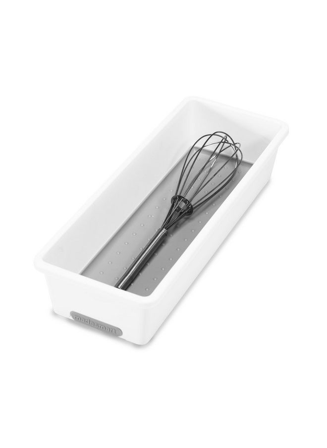 Madesmart - madesmart Classic 9.8 x 3.8 Bin - White | CLASSIC COLLECTION | Multi-Purpose Storage Organizer | Soft-grip Lining and Non-slip Rubber Feet | Easy to Clean | Durable | BPA-Free - Image 1