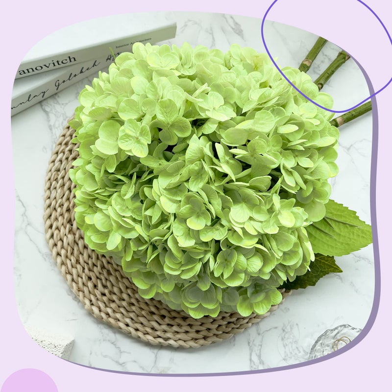Yatim 21In Bottle Green Artificial Hydrangea Flowers 5 Pcs Real Touch 3D Print Latex Flowers for Wedding Centerpieces Bouquets DIY Floral Decor Home Decoration with Stems - Image 4
