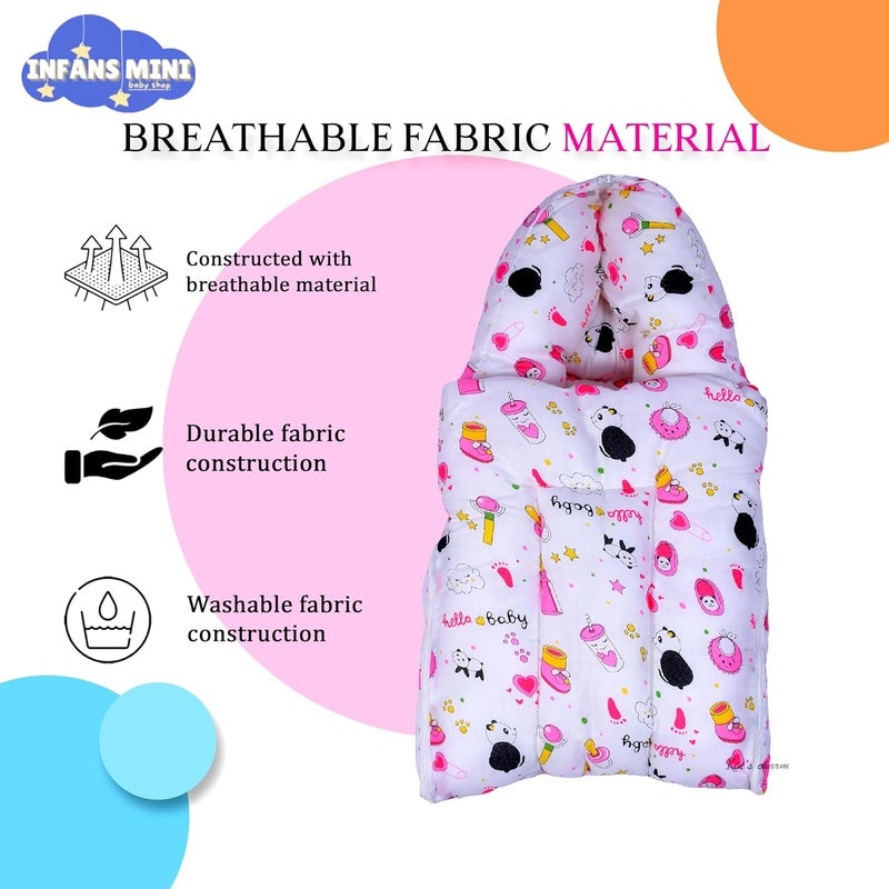 Infans Mini Panda Mini 3 in 1 Babys Cotton Bed Cum Carry Bed Printed Baby Sleeping BagBaby BedInfant Portable for Unisex Easily Portable Light Weight Carry for New Born 04 Months OldPink - Image 5
