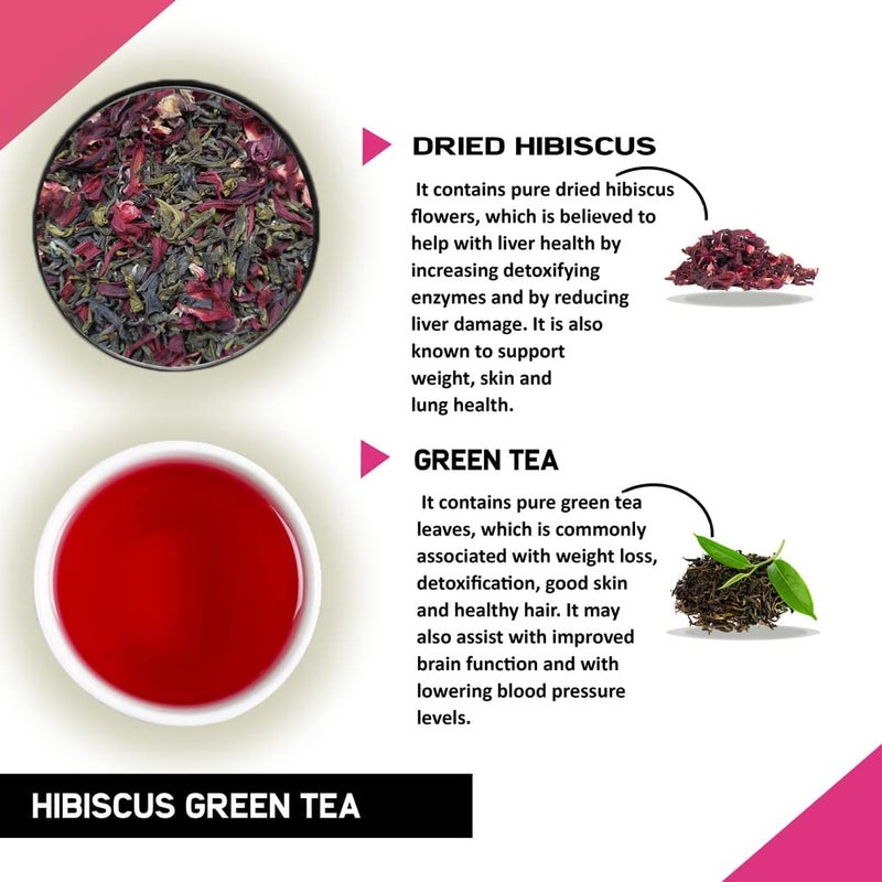 TEACURRY Hibiscus Green Tea Organic - 30 Natural Hibiscus Green Tea Bags | Hibiscus Green Tea Bags Helps lower blood pressure, promotes weight loss & boosts liver health | Tea for weight loss - Image 2