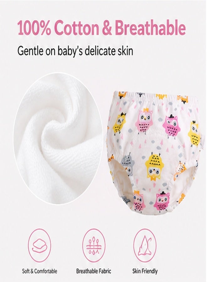insular 4 Pack Potty Training Pants, Cotton Breathable Toddler Training Underwear with TPU Leakproof Layer for 1-3 Years, Reusable Toilet Learning Pants with Cute Patterns (Pink Rabbit, Eagle, Flower, Fox) - Image 4