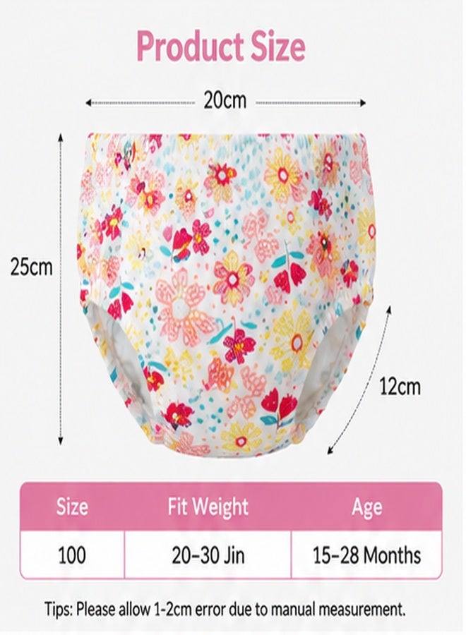 insular 4 Pack Potty Training Pants, Cotton Breathable Toddler Training Underwear with TPU Leakproof Layer for 1-3 Years, Reusable Toilet Learning Pants with Cute Patterns (Pink Rabbit, Eagle, Flower, Fox) - Image 2