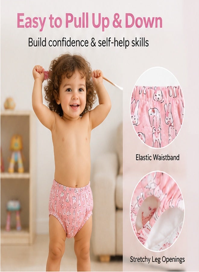 insular 4 Pack Potty Training Pants, Cotton Breathable Toddler Training Underwear with TPU Leakproof Layer for 1-3 Years, Reusable Toilet Learning Pants with Cute Patterns (Pink Rabbit, Eagle, Flower, Fox) - Image 5