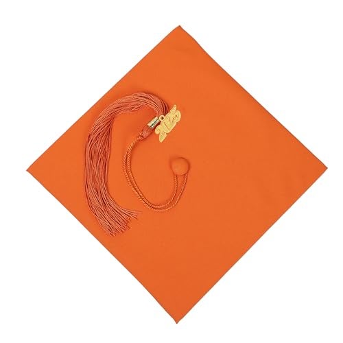 FtyFty Unisex Adult Matte Graduation Cap with Tassel Year Charm (Orange) - Image 2