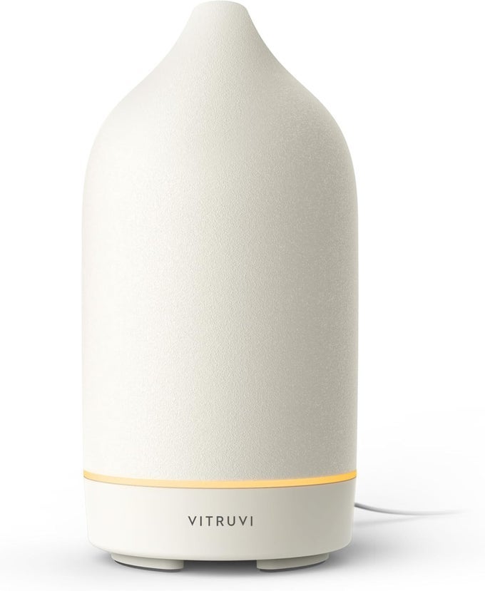 STONE DIFFUSER, CERAMIC ULTRASONIC ESSENTIAL OIL DIFFUSER FOR AROMATHERAPY | CERAMIC DIFFUSER, DIFFUSERS FOR HOME, OIL DIFFUSER, HOUSEWARMING GIFT | WHITE, 90ML CAPACITY