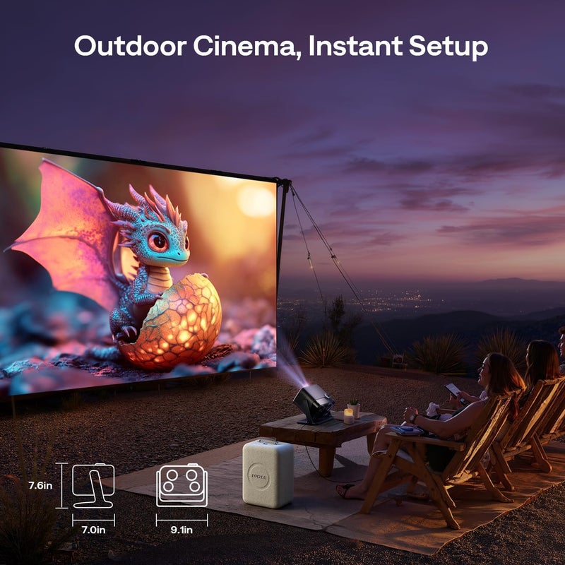 Aurzen جهاز عرض ذكي Aurzen BOOM mini مع Google TV وواي فاي وبلوتوث، التحكم الصوتي، وضع العائلة، صوت دولبي 20 واط، التركيز الفوري، يدعم 4K لعرض الأفلام لغرفة النوم/المنزل/الرياضات الخارجية الحية، أسود - Image 5
