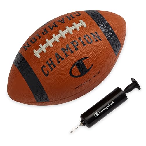 Champion Blitz Football Official ClassicBlack AllWeather Football Enhanced Grip Durable Rubber Cover and Molded Laces for Outdoor Sports Training Includes 6 Ball Pump - Image 1