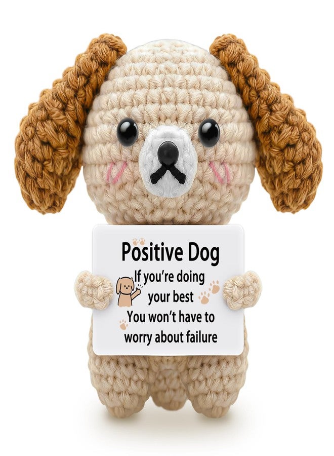AICHPVOY Positive Crochet Animal Inspirational Gifts Emotional Support Desk Decor Encouragement Present Emotional Support Puppy, Handmade Crochet Gift, Positive Dog - Image 1