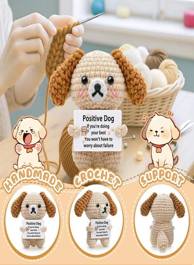 AICHPVOY Positive Crochet Animal Inspirational Gifts Emotional Support Desk Decor Encouragement Present Emotional Support Puppy, Handmade Crochet Gift, Positive Dog - Image 4