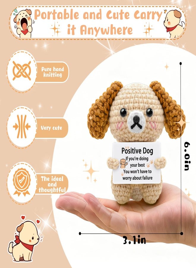AICHPVOY Positive Crochet Animal Inspirational Gifts Emotional Support Desk Decor Encouragement Present Emotional Support Puppy, Handmade Crochet Gift, Positive Dog - Image 2