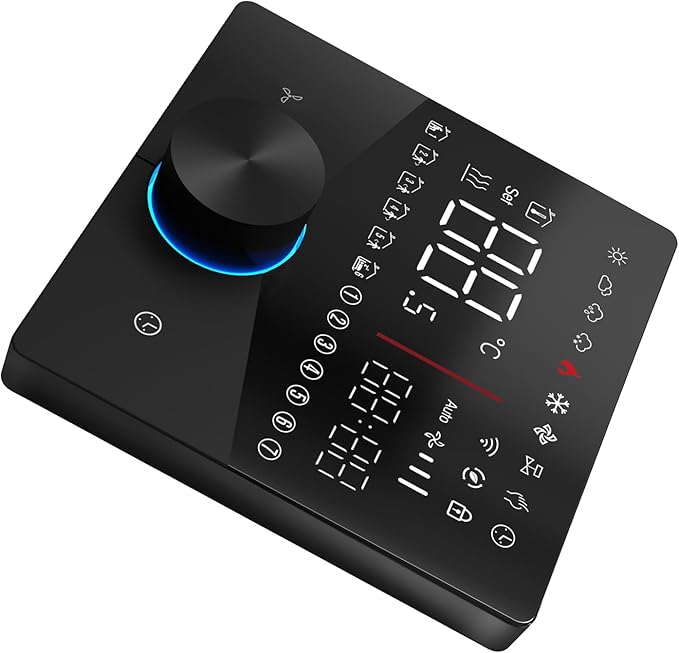 WiFi Thermostat Digital Display Touch Screen Programmable Energy Efficient 2 Tube Air Conditioner Temperature Controller for Home Office Use ABS Material (Black) Black - Image 4