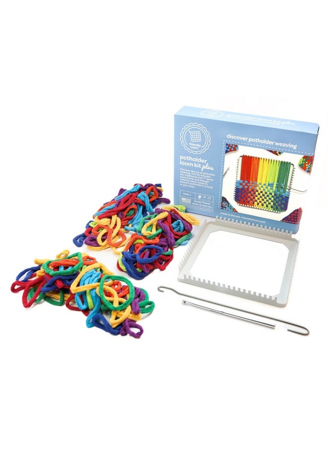 Harrisville Designs Friendly Loom 7” Traditional Potholder Plus Weaving Kit | Sturdy Metal Loom and Quality Cotton Weaving Loops in Rainbow Colors | Complete Kit to Weave 6 Functional Potholders | Made in The USA  - Image 3
