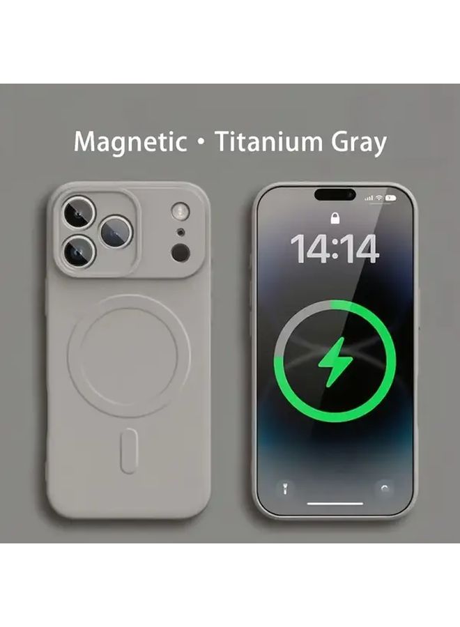 علبة هاتف مغناطيسية فائقة الرقة لجهاز iPhone 14 Pro، سطح مخملي غير لامع، تصميم يلف الهاتف بالكامل، متوافقة مع الشحن اللاسلكي، باللون الأسود - Image 3
