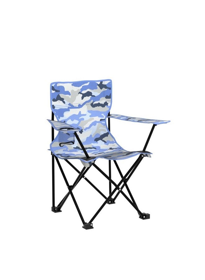 Emily Rose Kids Folding Chair | Beach Chair with Safety Lock- Camping Chair for Boys Girls Toddler with Cup Holder & Carry Case- Tailgate, Travel, Lawn- for Indoor & Outdoor (Blue Camo) - Image 3