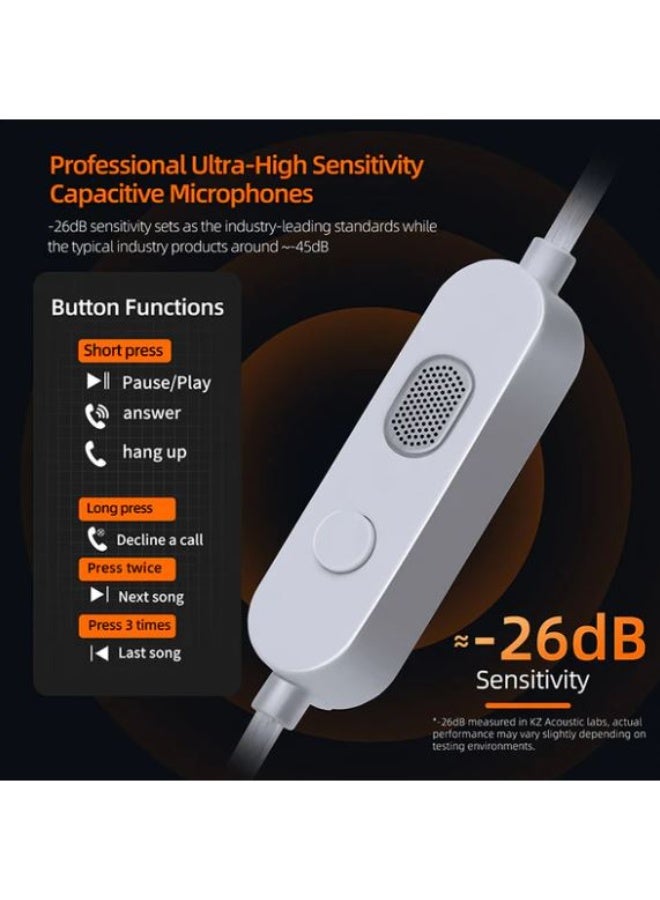 KZ 47-42 AUX 0.78mm Pin Silver-Plated Upgrade Cable with Professional-Grade Dual Microphone Array for Full-Frequency Ultra-HD Voice, Compatible with KZ 0.78mm Pin Series in-Ear Headphones (3.5mm) - Image 3