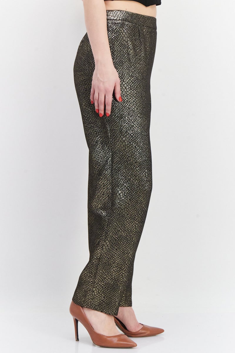 Kasper  Women Slim Fit Metallic Shimmer Ankle Pants, Black  - Image 3