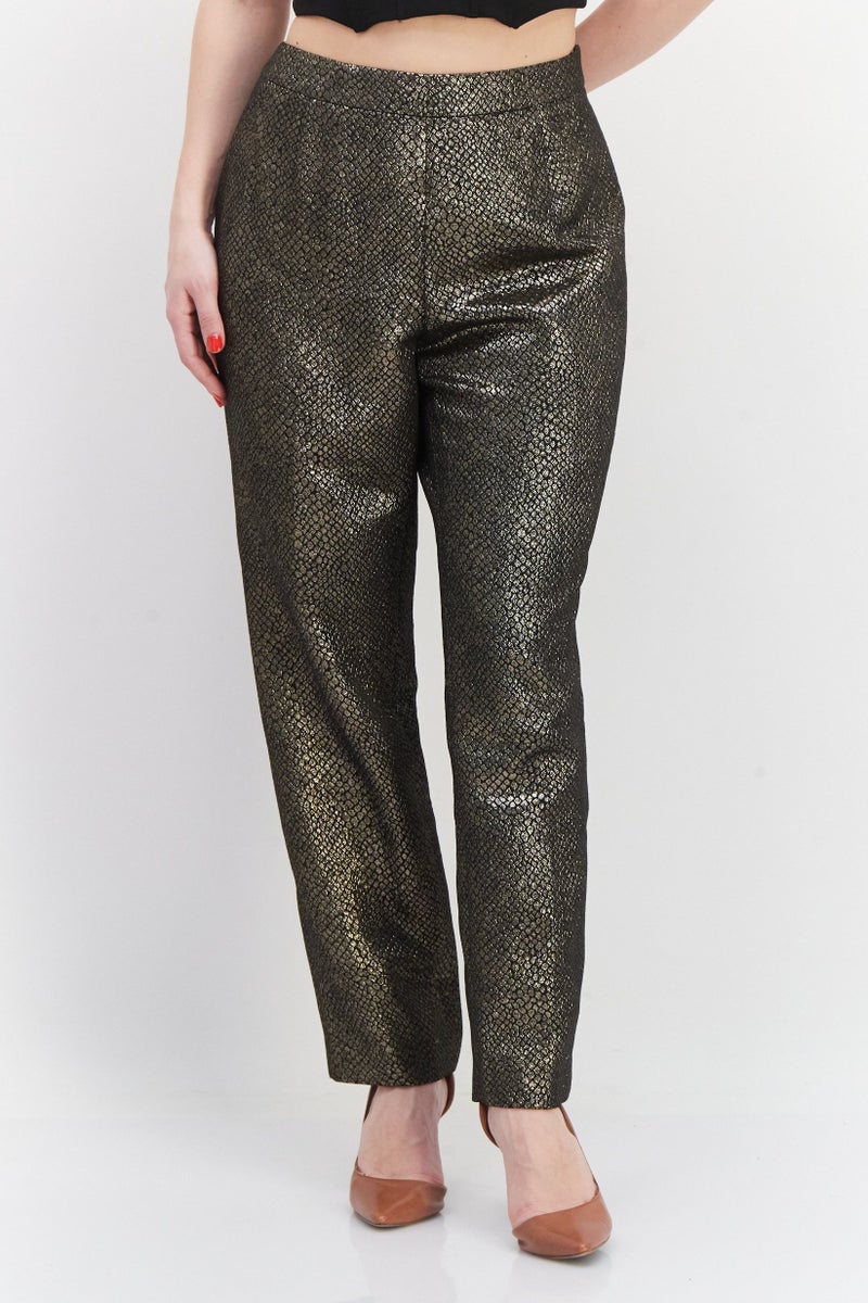 Kasper  Women Slim Fit Metallic Shimmer Ankle Pants, Black  - Image 1