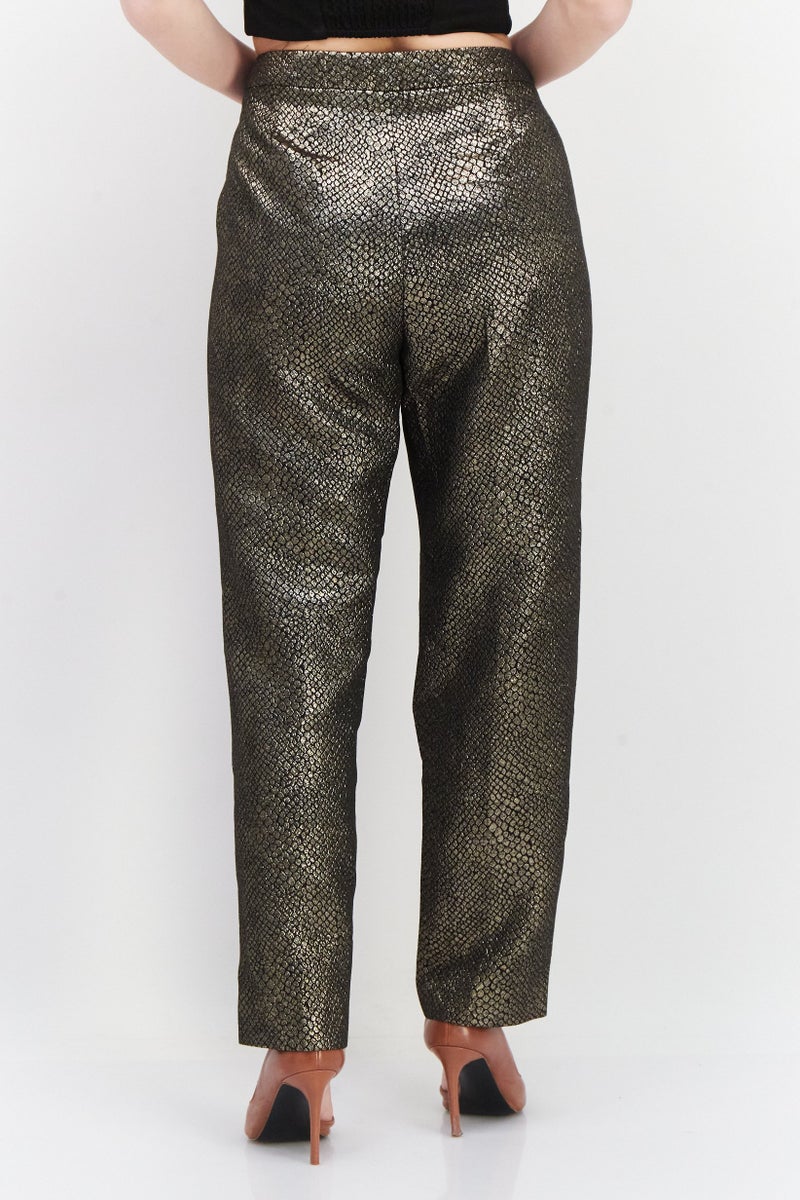 Kasper  Women Slim Fit Metallic Shimmer Ankle Pants, Black  - Image 4