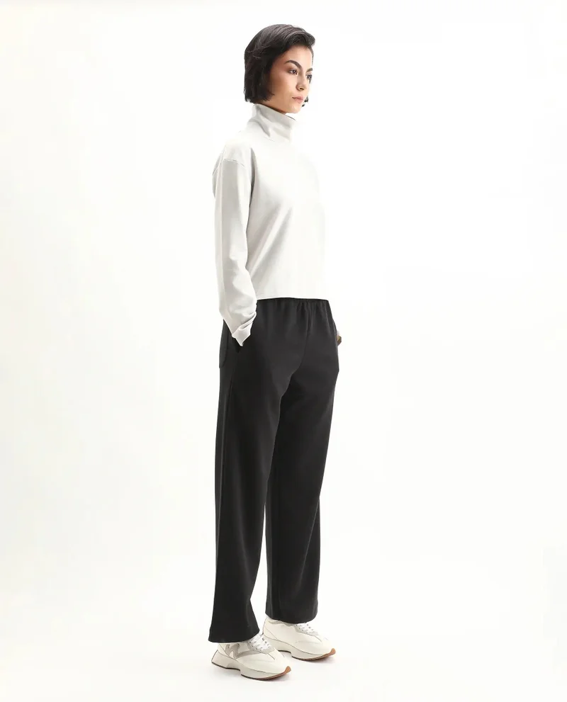 Rareism Women's Solid Wide Leg Trackpant