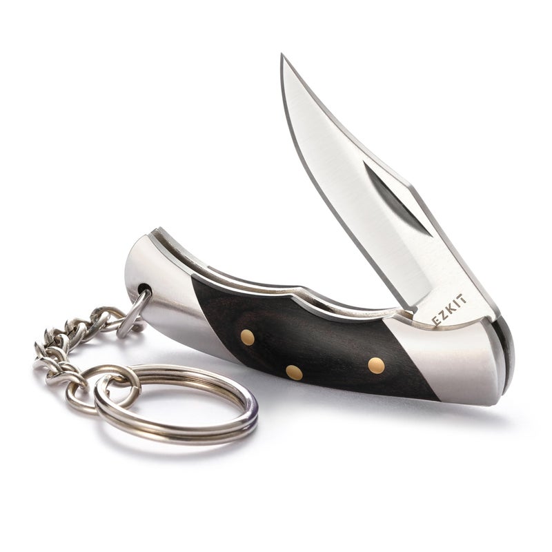 EZKIT Small Pocket Knife EDC Knife with Stainless Steel and Wood Handle Small Folding Knife Blade Length15in