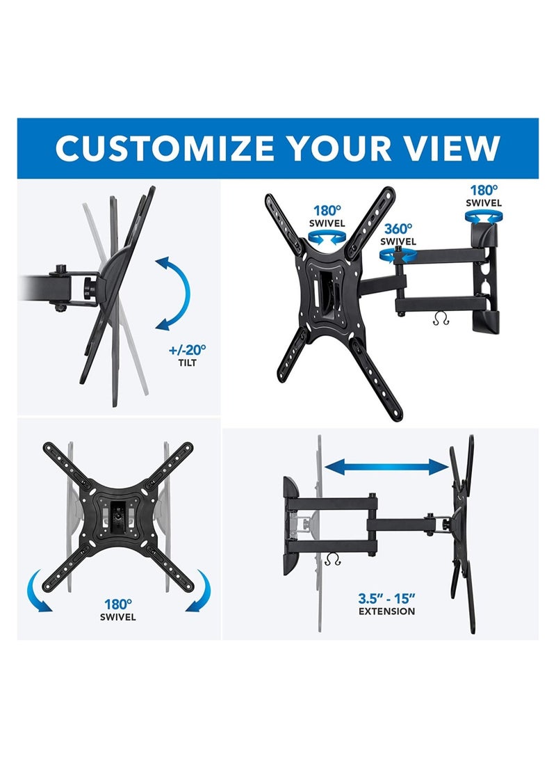 ELTRAZONE Full Motion TV Wall Mount Monitor Wall Bracket with Swivel & Articulating Tilt Arm, Fits up to 55 Inch Lcd Led Oled Flat Screens up to 66 lbs - Image 4