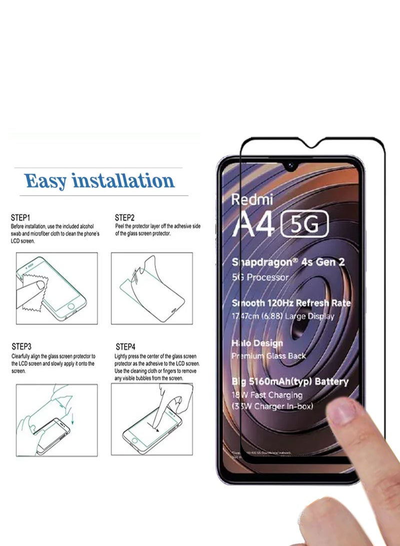 For Xiaomi Redmi A4 5G Screen Protector – Edge to Edge Tempered Glass Screen Protector, High Transparency, Delicate Touch, Smooth Arc Edges, Easy Installation - Image 4