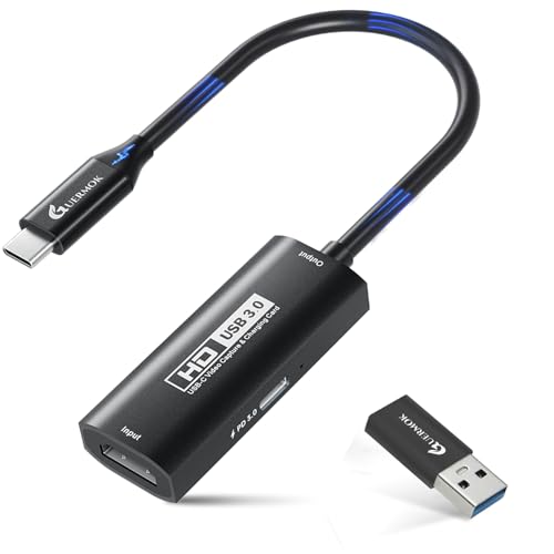 Guermok 4K USB3.0 Video Capture Card with PD 100W, 2K@30FPS or 1080P@60FPS HDMI to USB-A/C Capture Card for Streaming, Works with iPad Quest 3, Mac OS, Switch2/1 PS5/4, Xbox, Camera, Black - Image 1