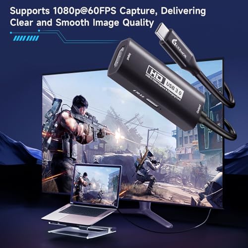 Guermok 4K USB3.0 Video Capture Card with PD 100W, 2K@30FPS or 1080P@60FPS HDMI to USB-A/C Capture Card for Streaming, Works with iPad Quest 3, Mac OS, Switch2/1 PS5/4, Xbox, Camera, Black - Image 5
