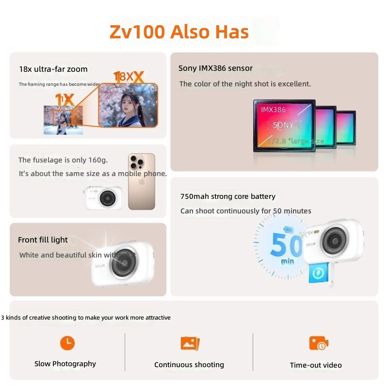 SJCAM ZV100CCD 5K Ultra HD Student Camera for Campus, Travel & Photography - Image 3