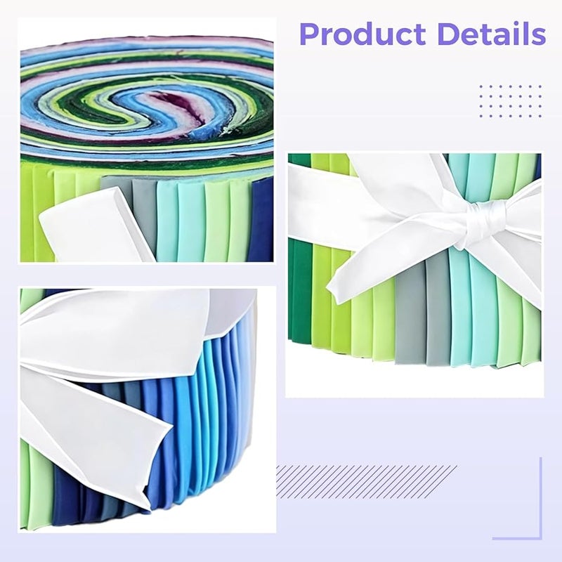 Cotton Fabric Strips 36 Pcs Blue Green Metallic Foil 6.25 X 39.37 Inches - Image 4