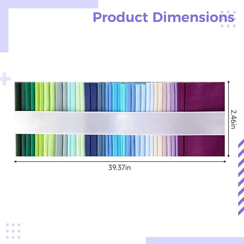 Cotton Fabric Strips 36 Pcs Blue Green Metallic Foil 6.25 X 39.37 Inches - Image 5