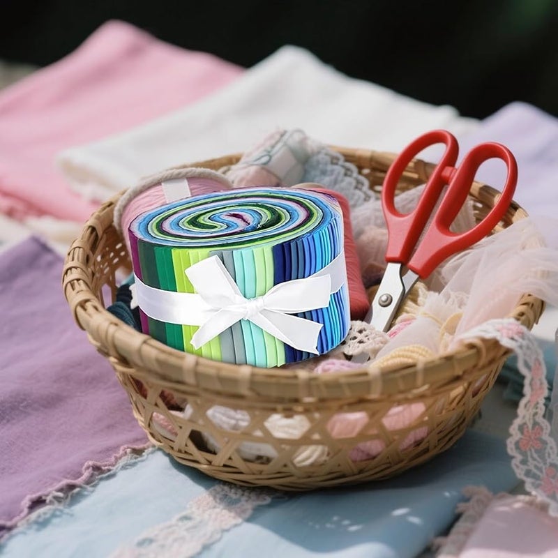 Cotton Fabric Strips 36 Pcs Blue Green Metallic Foil 6.25 X 39.37 Inches - Image 3