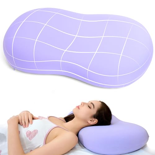 KEEPMOV Memory Foam Pillows - Cervical Neck Pillows for Pain Relief, Ergonomic Contour Pillow for Side Back Stomach Sleepers (Purple) - Image 1