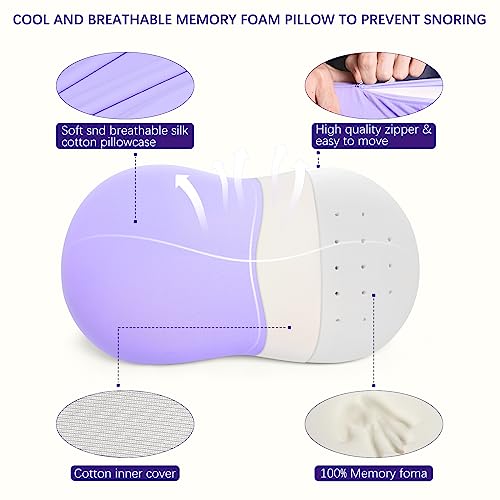 KEEPMOV Memory Foam Pillows - Cervical Neck Pillows for Pain Relief, Ergonomic Contour Pillow for Side Back Stomach Sleepers (Purple) - Image 4