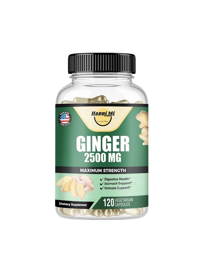 Happi Mi Nutrition Ginger Root Capsules Organic 2500Mg Ginger Capsule Ginger Supplement Ginger Powder Ginger Pills Digestive Health Support Immune Support Stomach Support 120 Veggie Capsules - Image 1